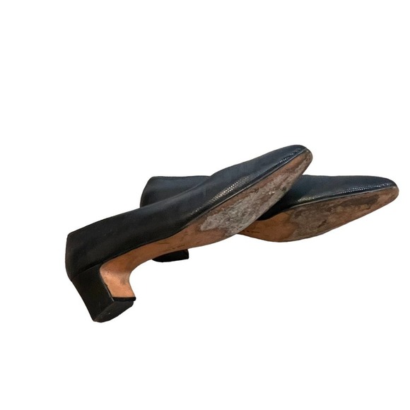 Ferragamo Slip On Square Toe Leather Pumps Black Women's Size 8 - Picture 7 of 11